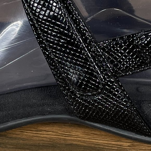 Vionic Farra Women's Size 7 Shoes Black Lizard Print Strappy Medallion Sandals - Picture 10 of 12